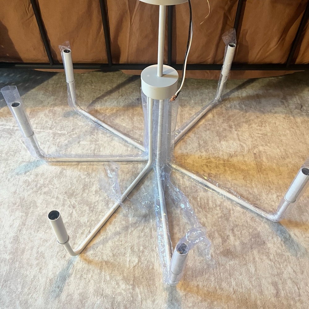 White 6-Arm Metal Chandelier Frame - Minimalist Ceiling Fixture